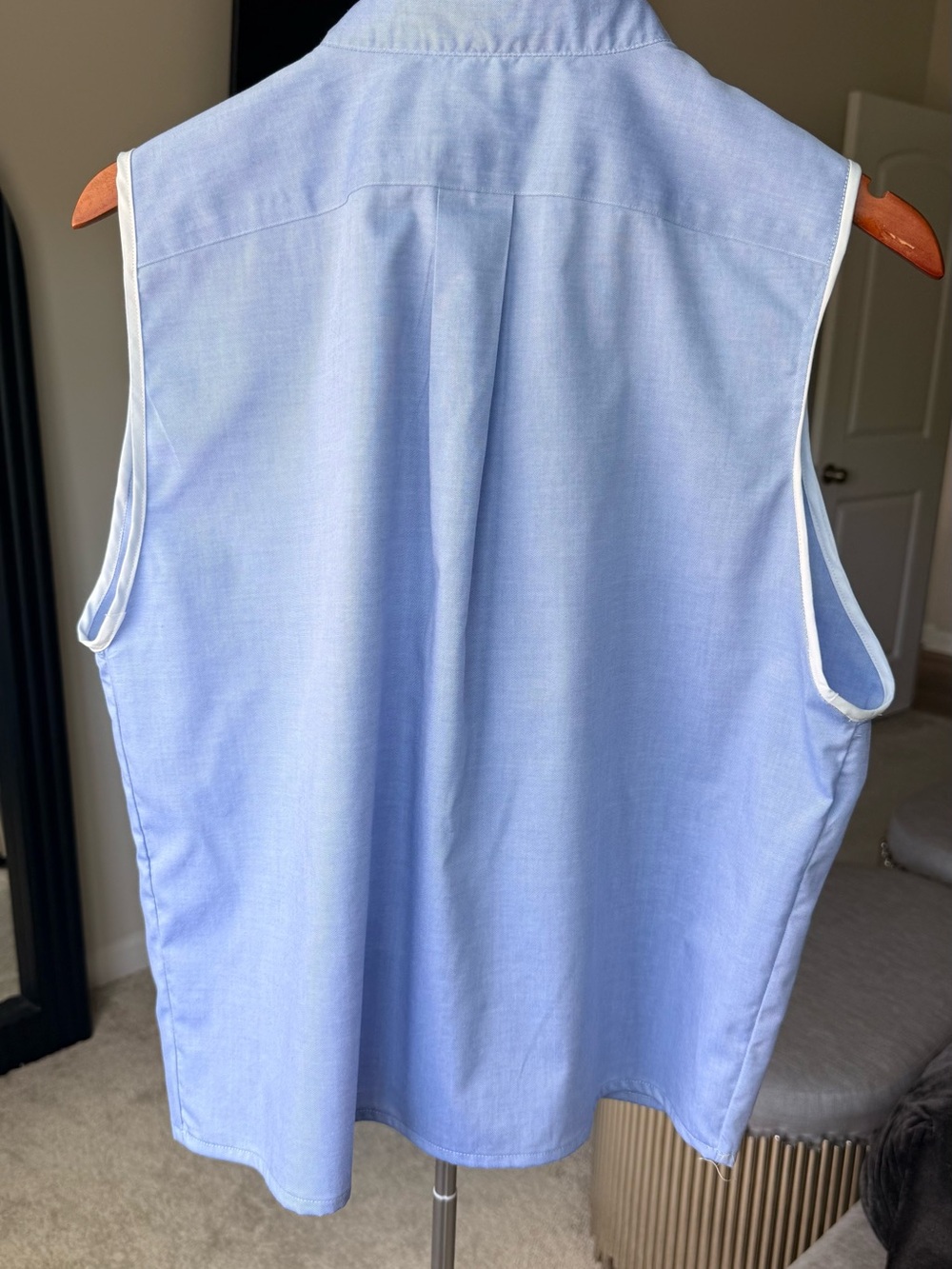 Lauren Ralph Lauren Chambray Blouse Upcycled Ruffle Blouse Embroidered M - Picture 9 of 13